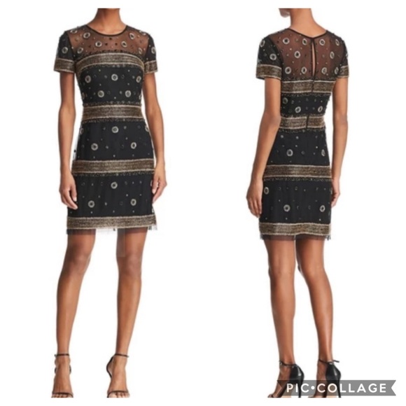 COPY - Aidan Mattox short sleeves sequins cocktail dress - Picture 1 of 11